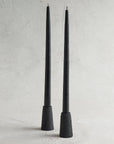 Pumice Black Taper Candleholders - Set of 2