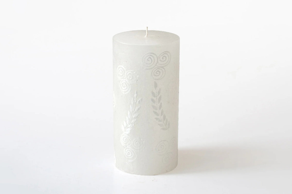 White on White Hand-Painted Candles