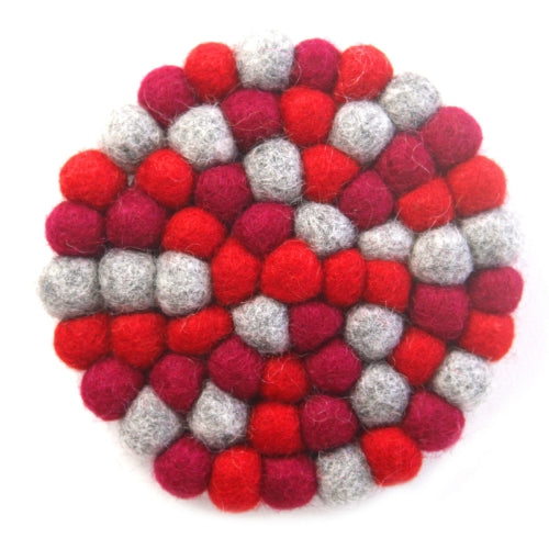 Red Chakra Felt Ball Trivet