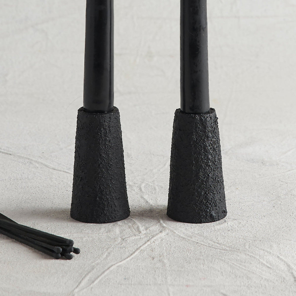 Pumice Black Taper Candleholders - Set of 2