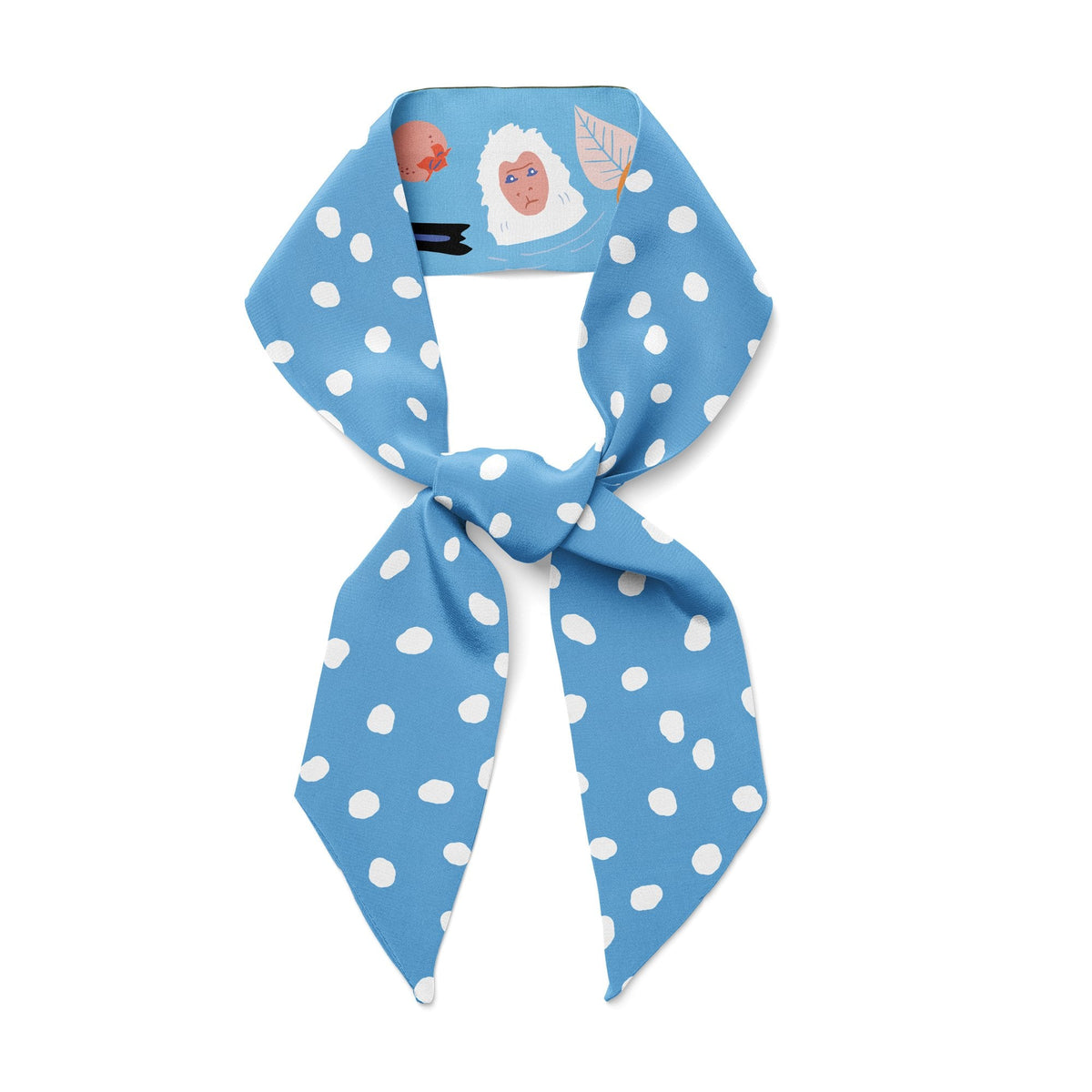Snow Monkey &amp; Persimmons Silk Twilly Scarf