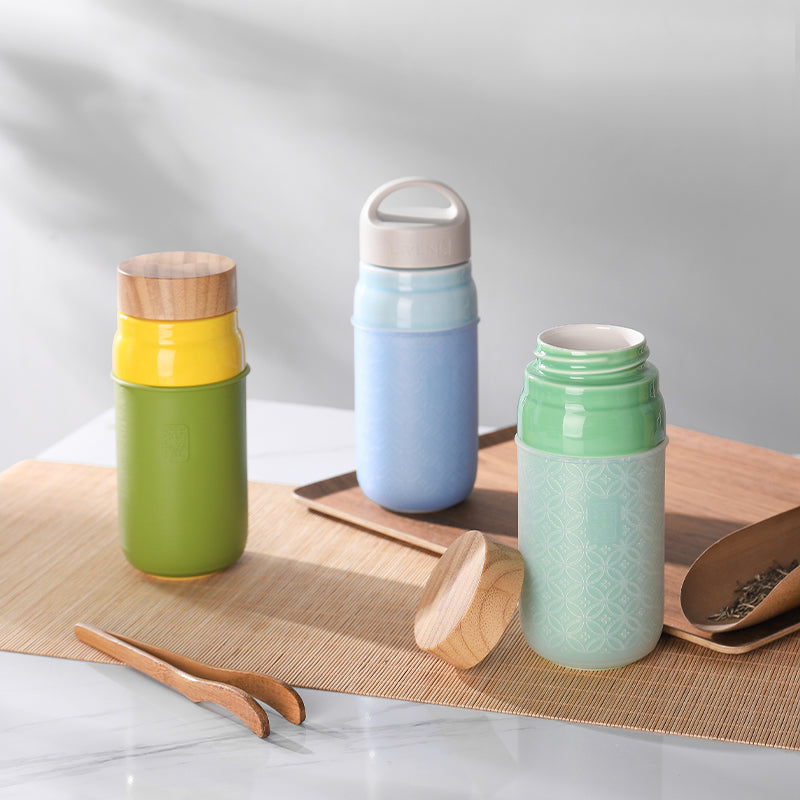 Ceramic Tumbler with Lid - 17 Oz