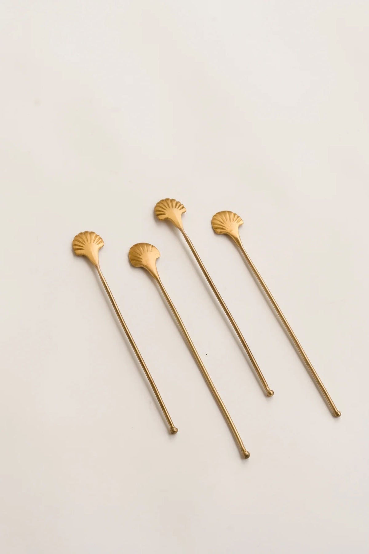 Large Brass Seashell Stirrers - Set of 4