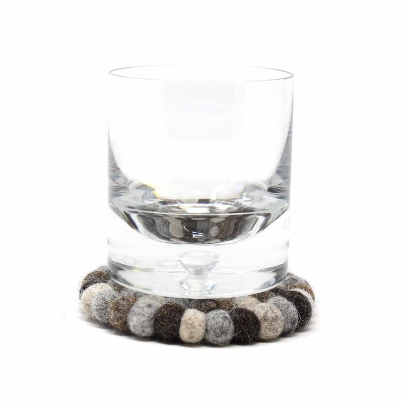 Gray Tie-Dye Felt Ball Coasters — Set of 4