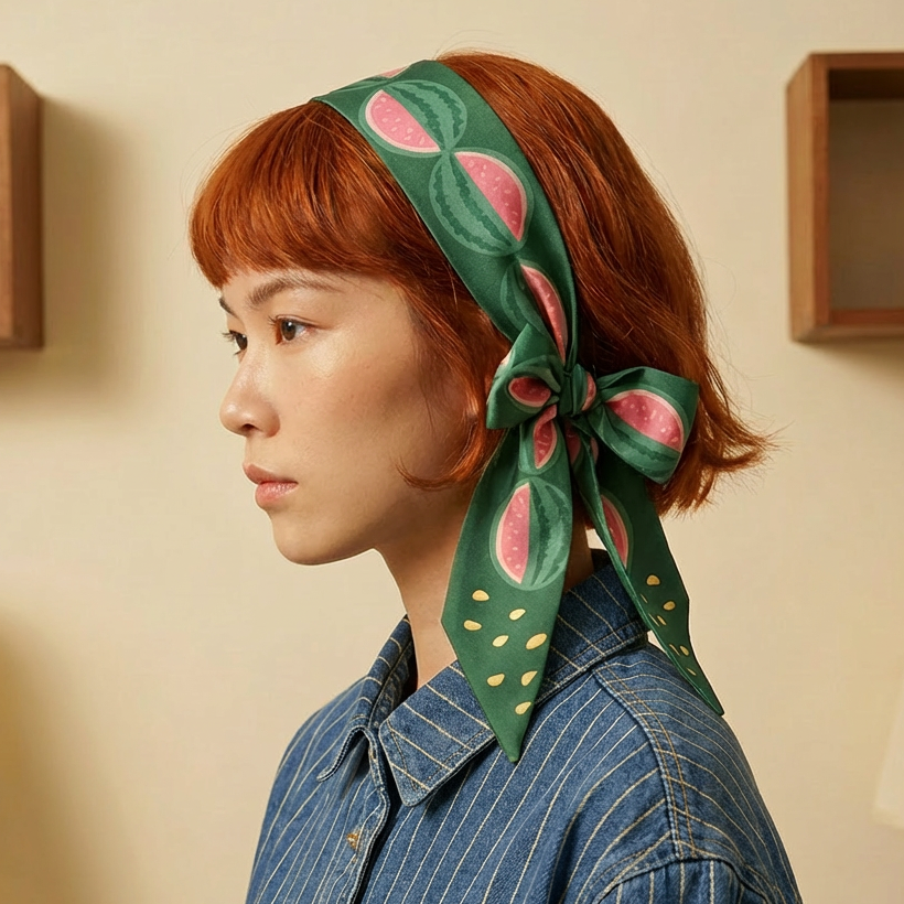 Watermelon Silk Twilly Ribbon Scarf