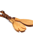 Hand-carved Wooden Giraffe Salad Serving Set