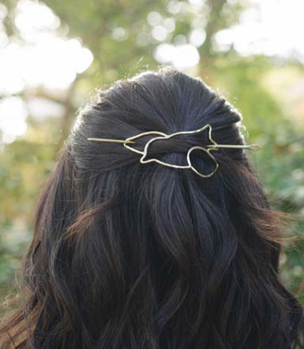 Paksa Bird Brass Hair Pin Slide with Stick