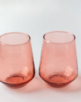 Handblown Hammered Blush Drinking Glass - Set of 4