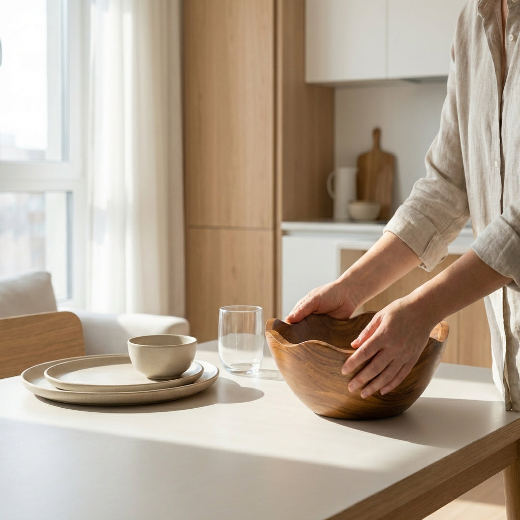 Acacia Wood Scallop Bowl