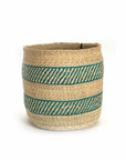 Iringa Woven Basket - Turquoise Stripe