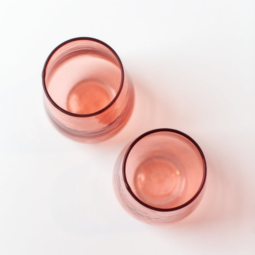 Handblown Hammered Blush Drinking Glass - Set of 4