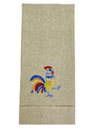 Rooster Embroidered Linen Tea Towel