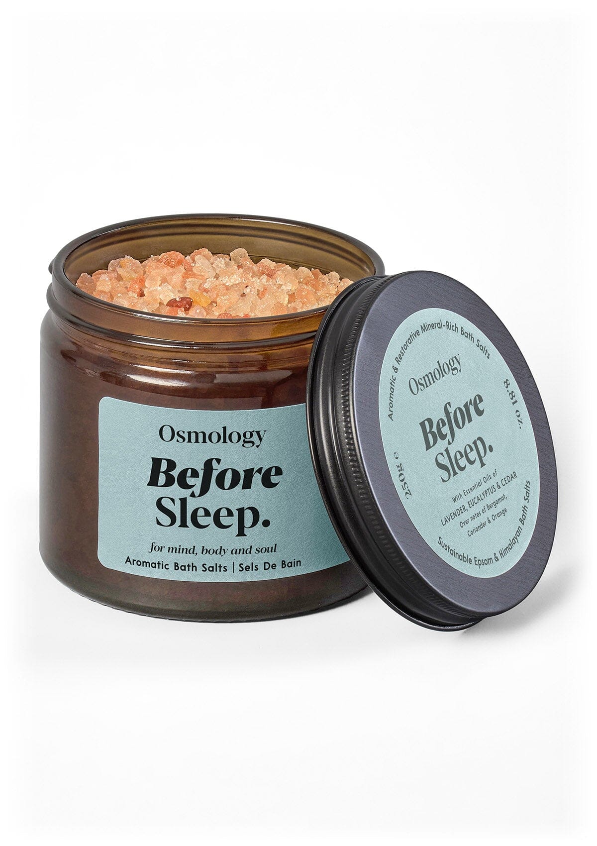 Osmology 'Before Sleep' bath salts jar on a white background