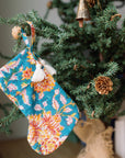Mini Block-Printed Cotton Holiday Stocking