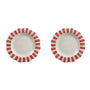 Red Stripe Ceramic Dinner Plates - Set of 2