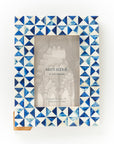 Blue and white bone picture frame with a 4x6 frame for photographs