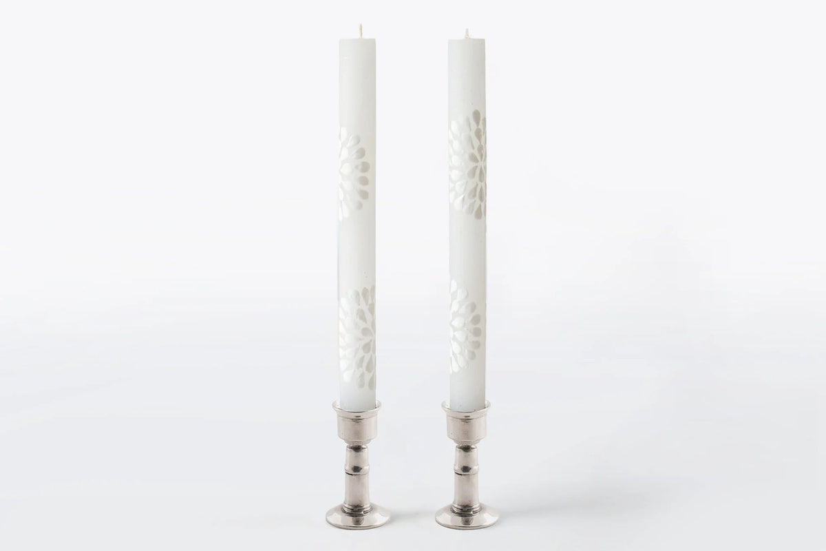 White on White Hand-Painted Candles