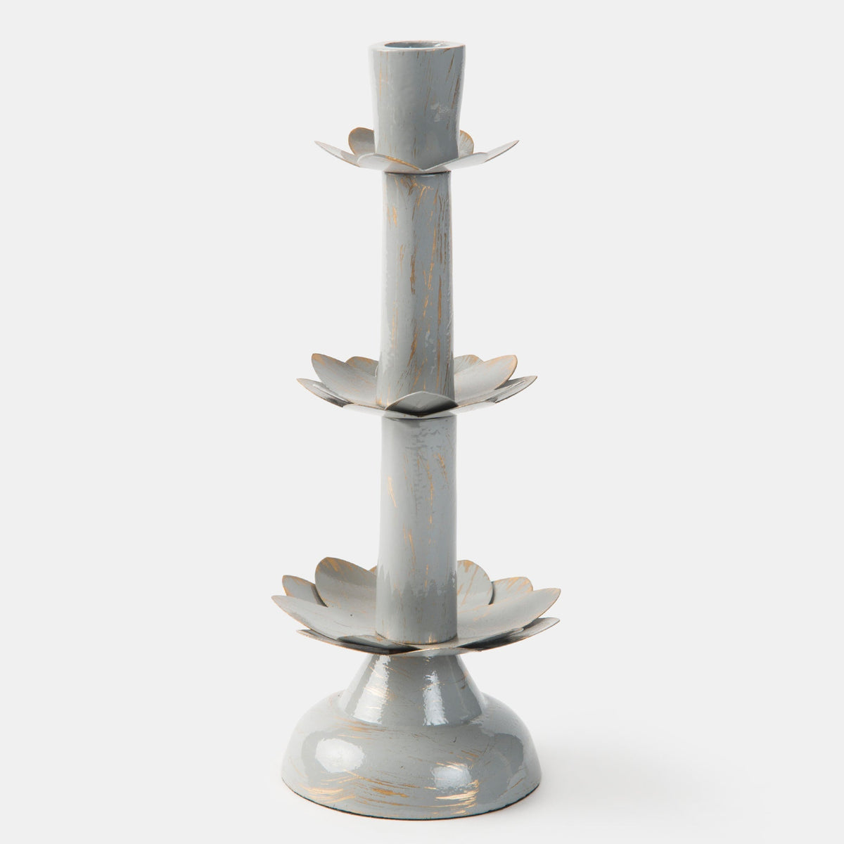 Lotus Bloom Tapered Aluminum Candleholder