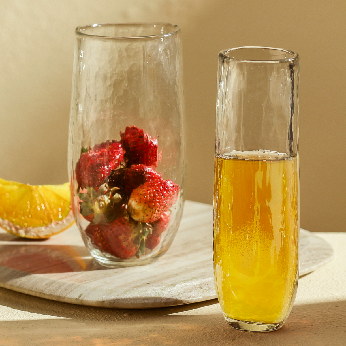 Pebbled Stemless Flutes – Set of 4