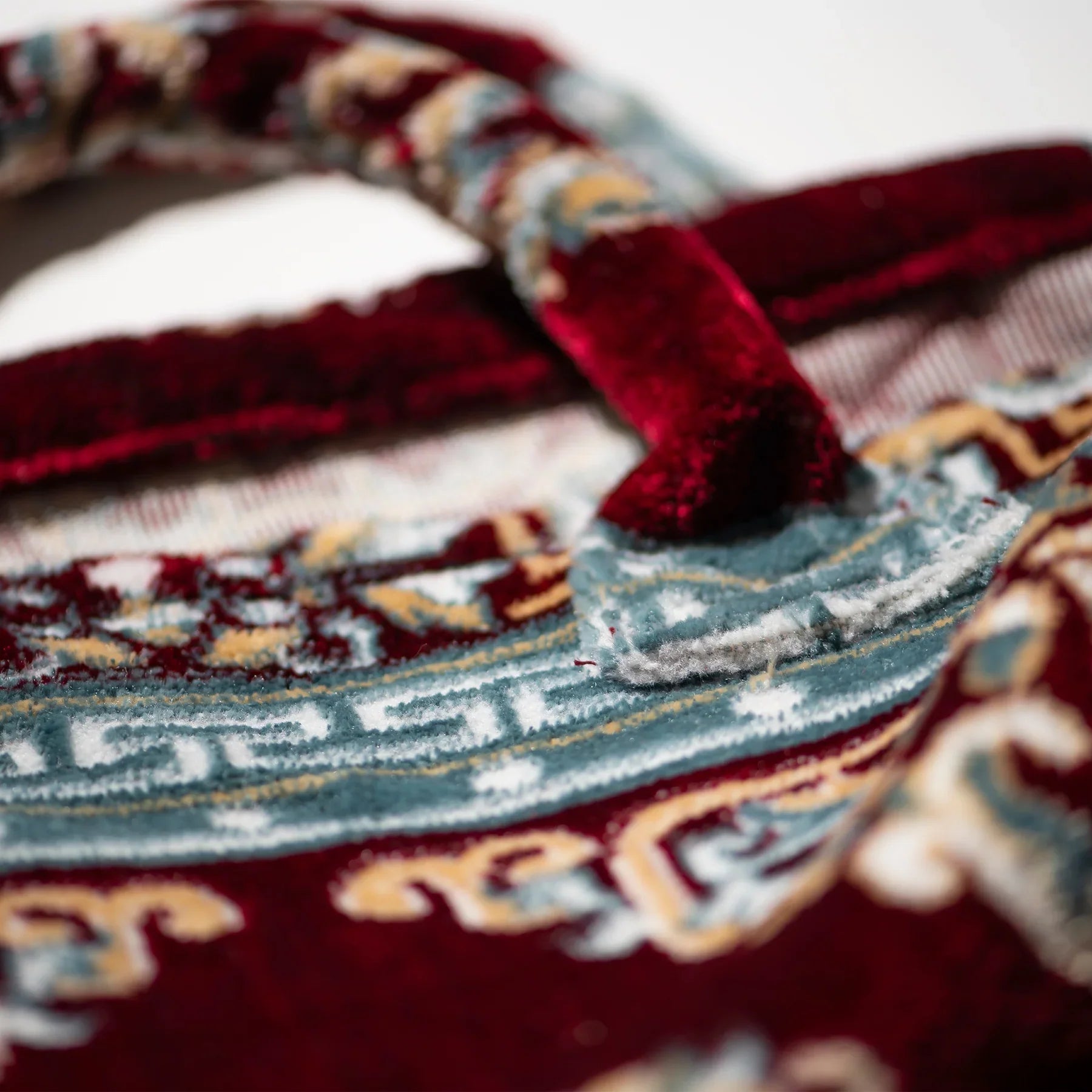 Burgundy &amp; Yellow Rug Fabric Carpet Bag