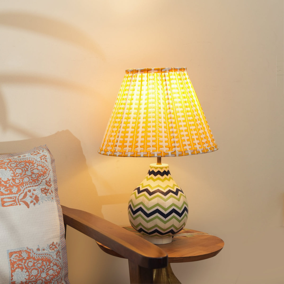 Meadow Striped Handblocked Lamp Shade