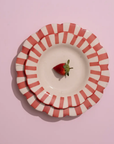 Red Stripe Ceramic Salad Plates - Set of 4