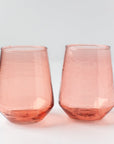 Handblown Hammered Blush Drinking Glass - Set of 4