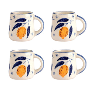 Lemon Stoneware Coffee Mugs - Set of 4
