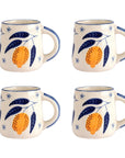 Lemon Stoneware Coffee Mugs - Set of 4