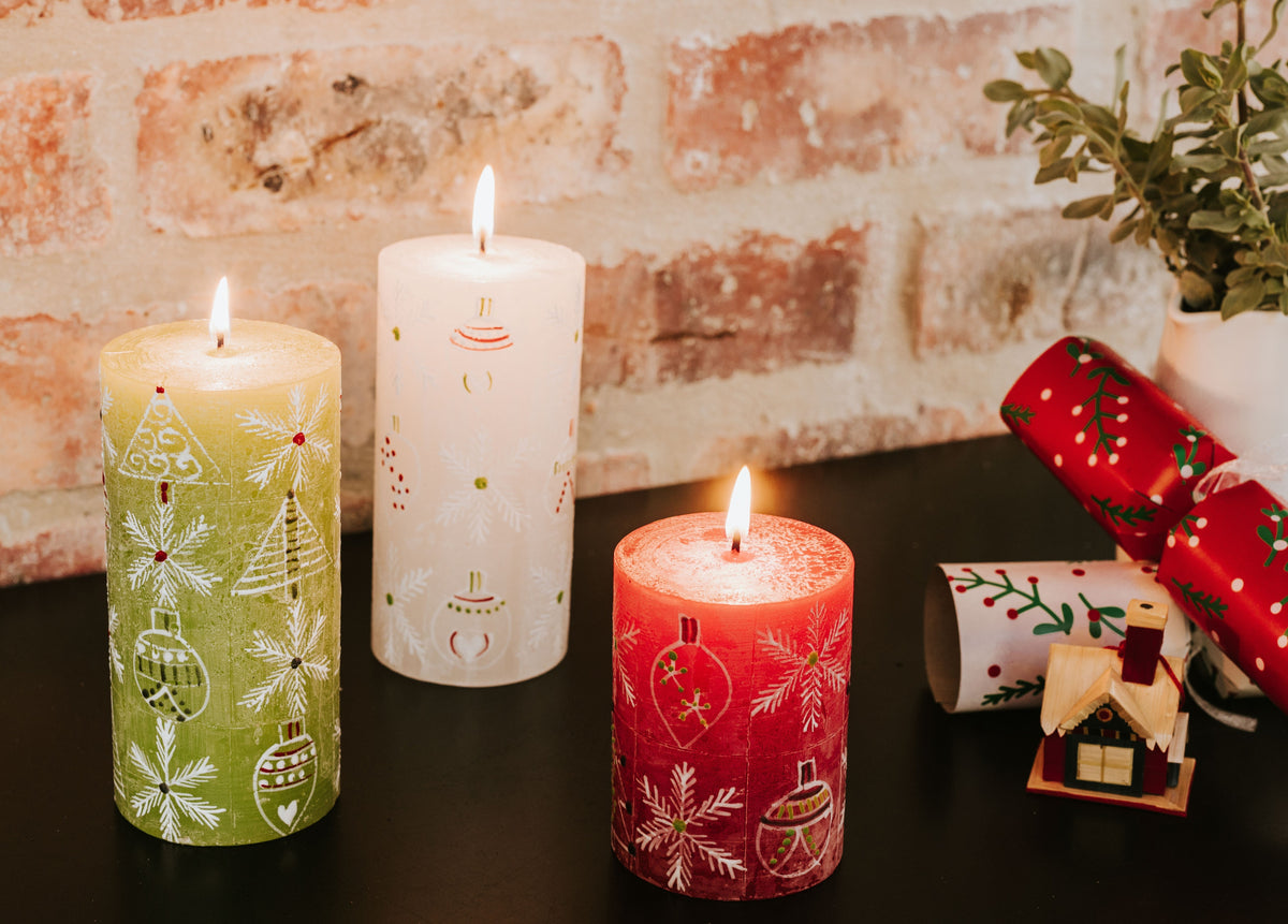 Whimsy Christmas Painted Candles