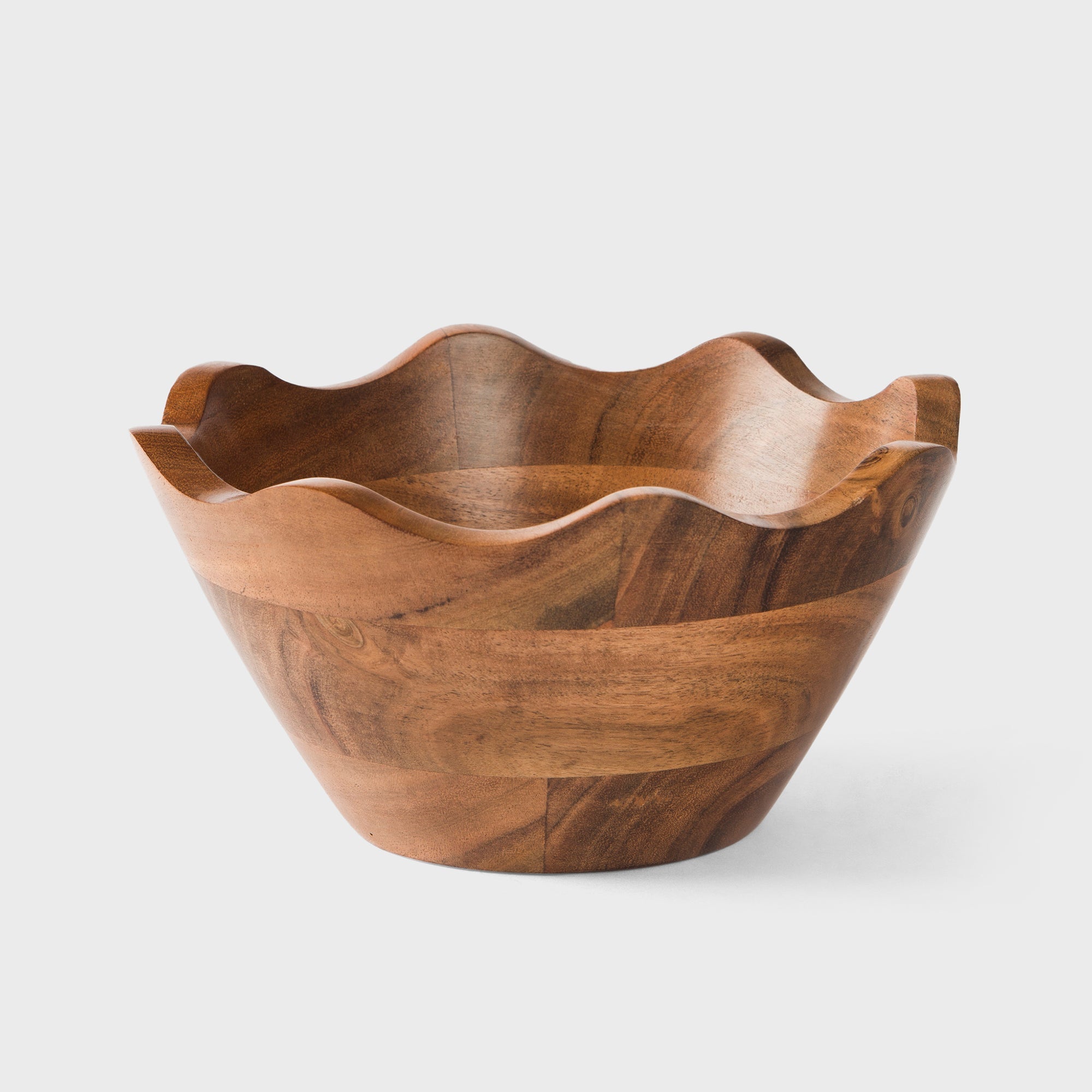 Acacia Wood Scallop Bowl