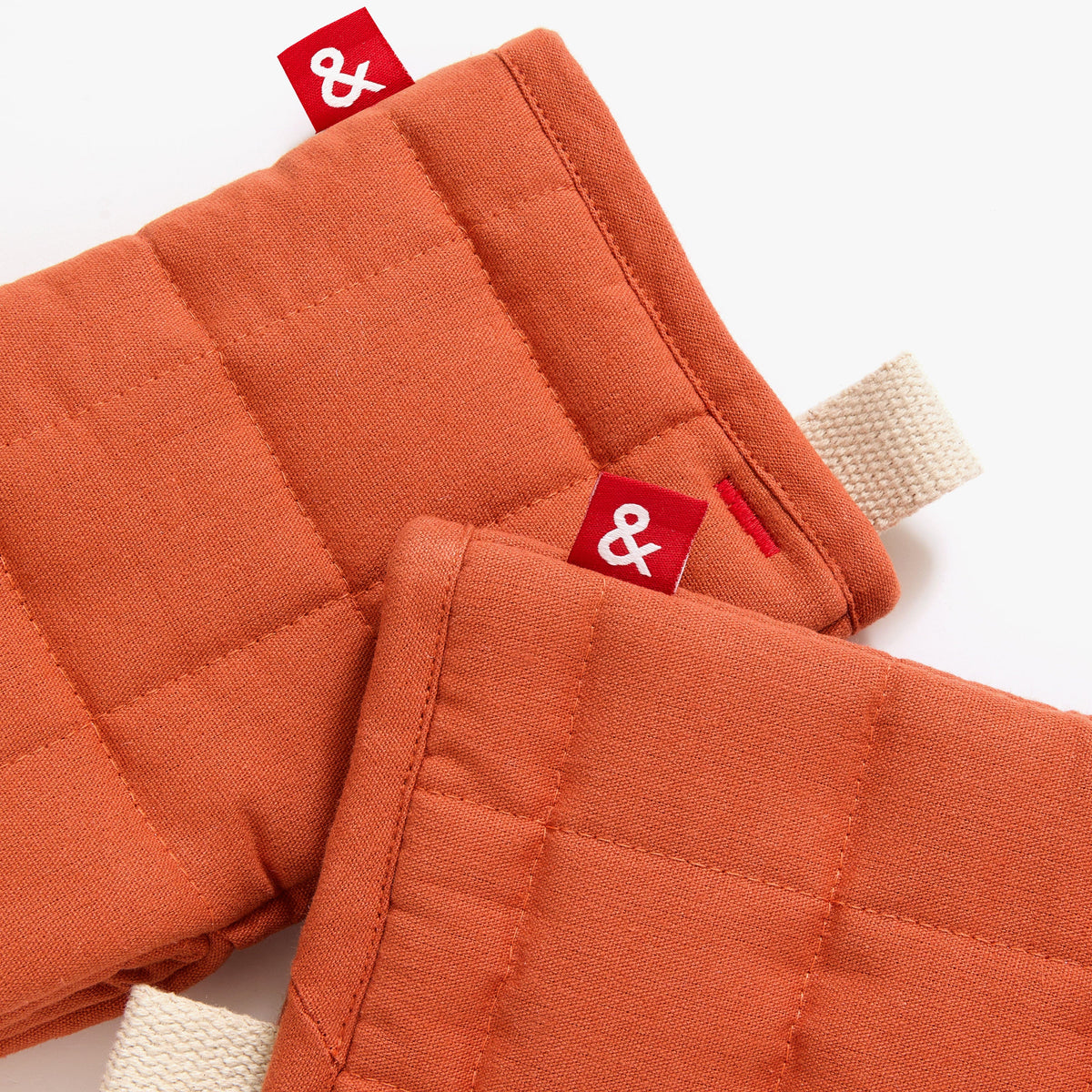 Paprika Red Cotton Oven Mitts - Set of 2
