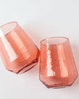 Handblown Hammered Blush Drinking Glass - Set of 4