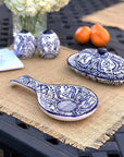 Handmade Pottery Blue Flower Spoon Rest - Encantada