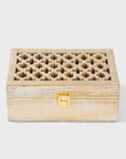 Mango Wood Trellis Keepsake Box with Compartments