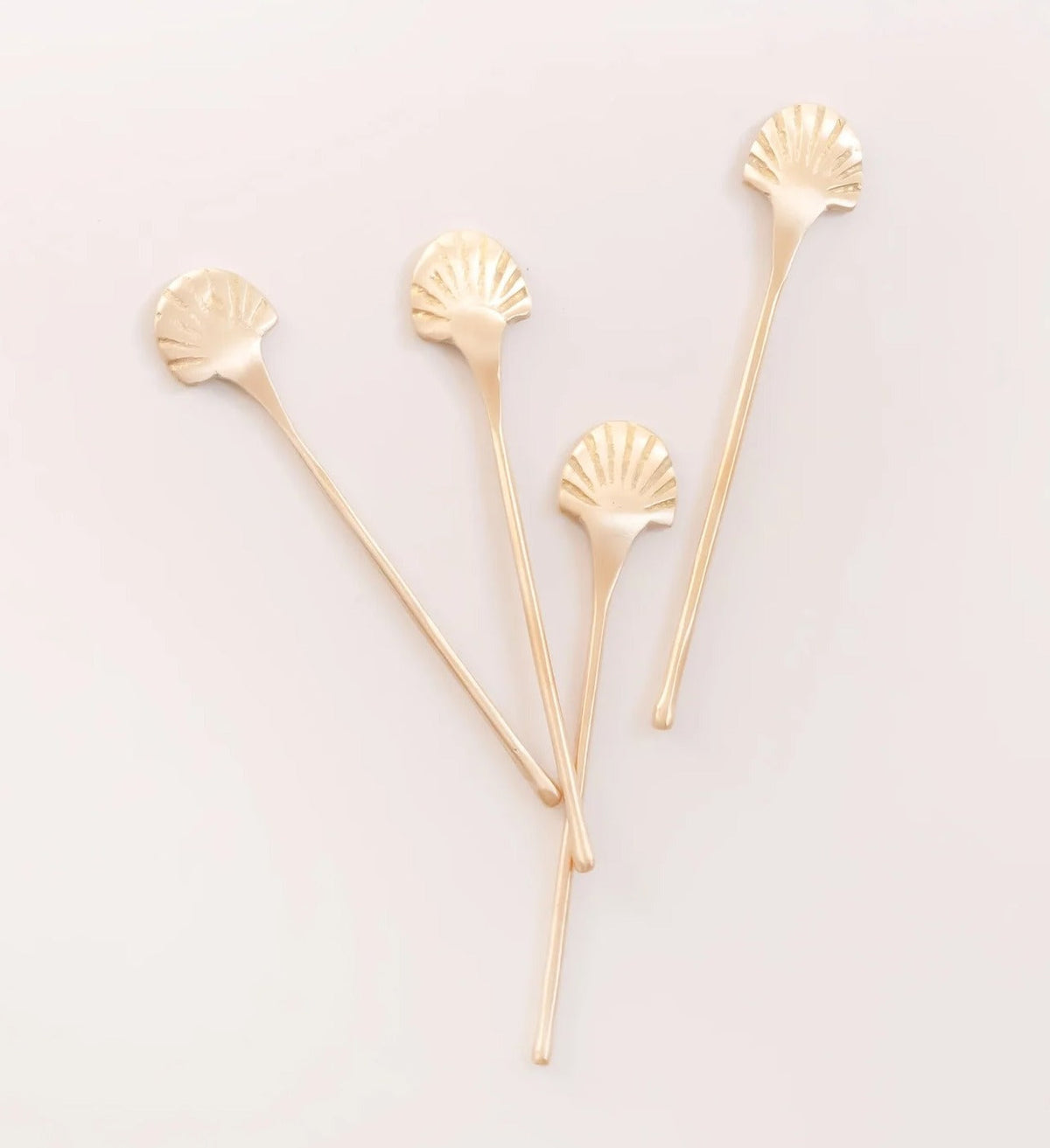 Small Brass Seashell Stirrers - Set of 4