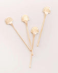 Small Brass Seashell Stirrers - Set of 4