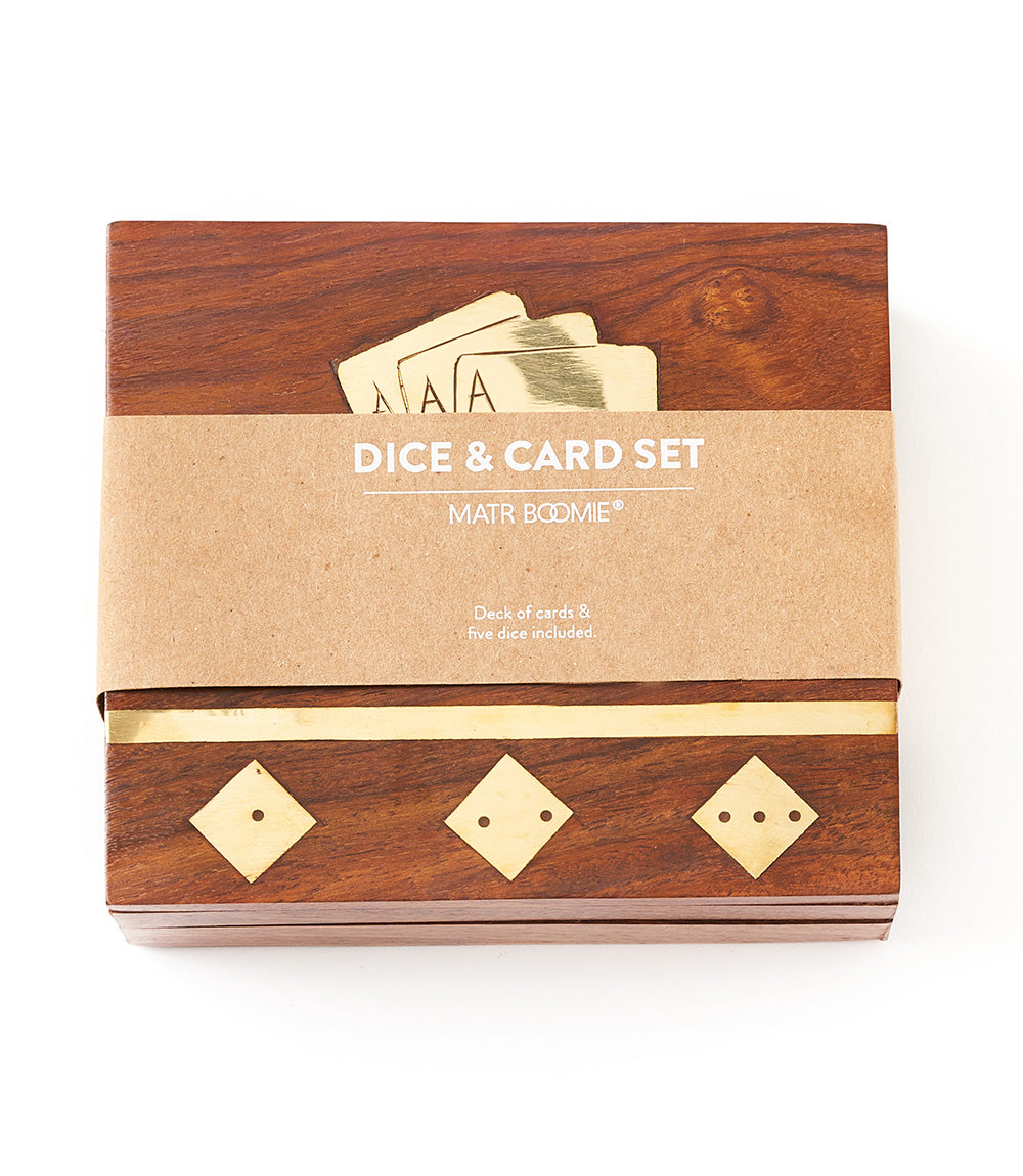 Game Night Box (5 Dice, Playing Cards) - Handcrafted Wood