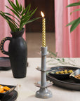Lotus Bloom Tapered Aluminum Candleholder