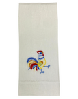 Rooster Embroidered Linen Tea Towel
