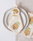 Hand Block Printed Cotton Napkin - Vernal Jewel Bug