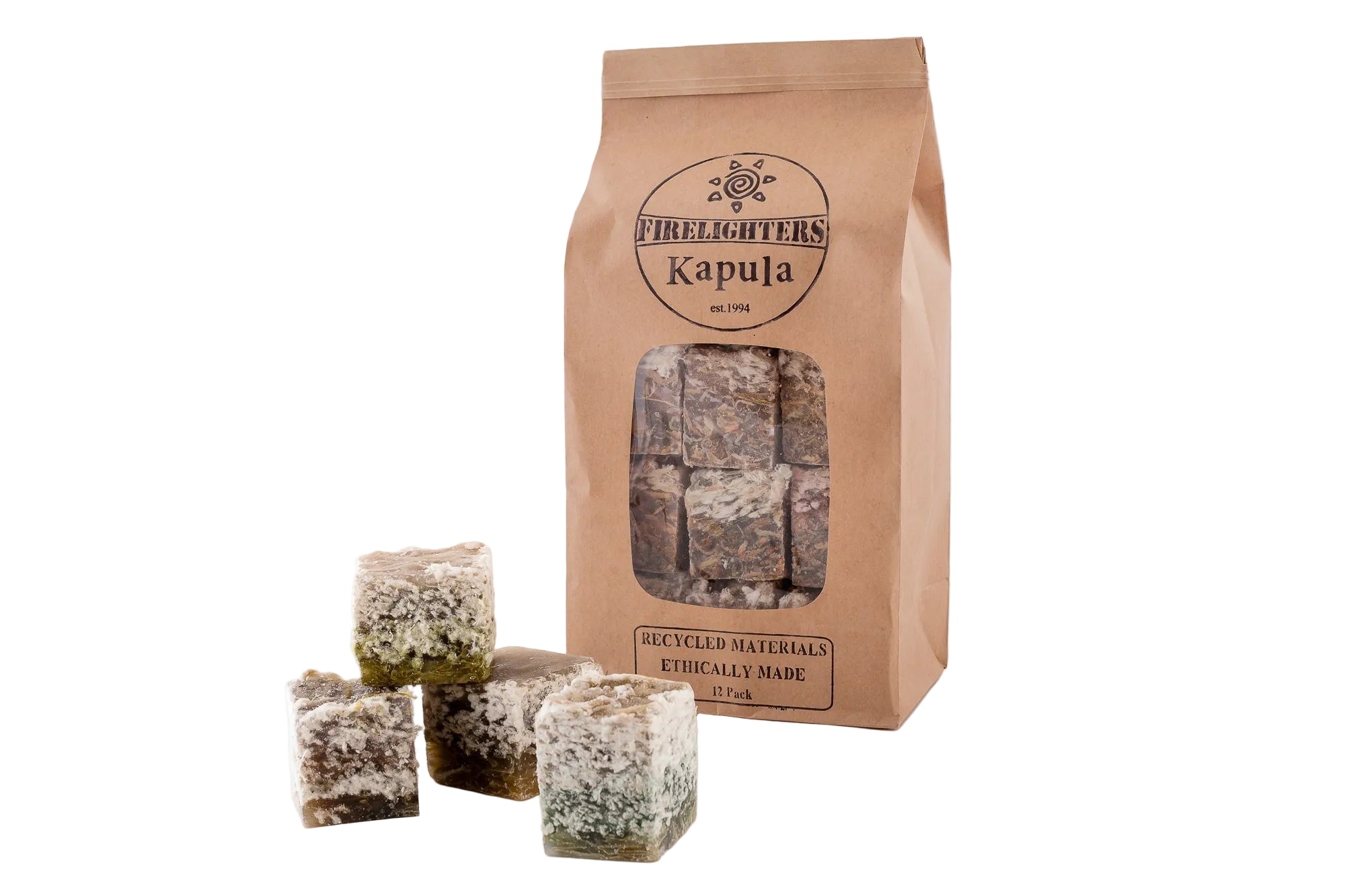 Kapula Firelighters packaging with firelighters on a white background