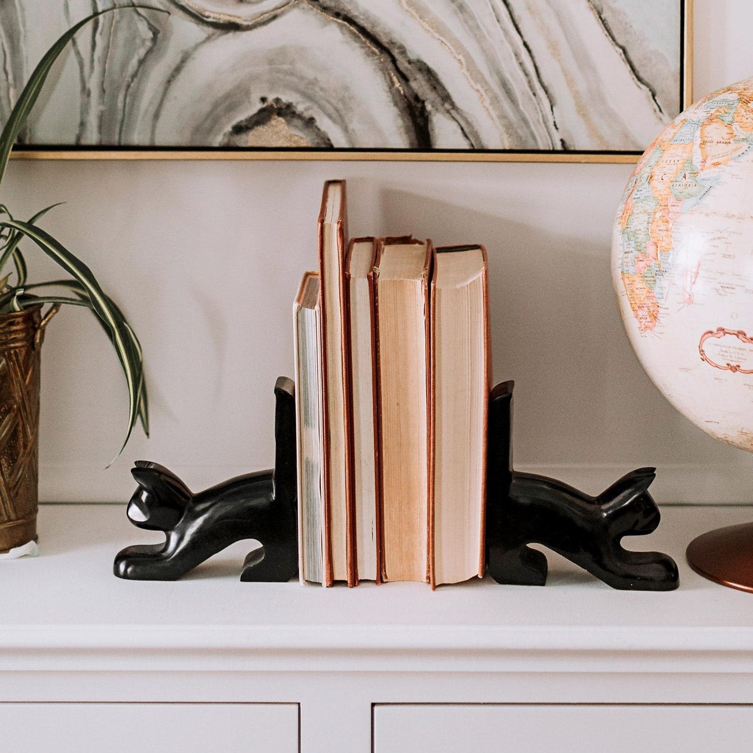 Playful Black Cat Bookends