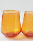 Handblown Hammered Amber Drinking Glass - Set of 4