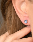 Lora Lavender Silver Stud Earrings