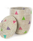 Large White Teranga Triangles Woven Hamper