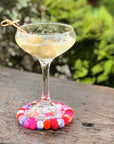 Rainbow Tie-Dye Felt Ball Coasters - Set of 4