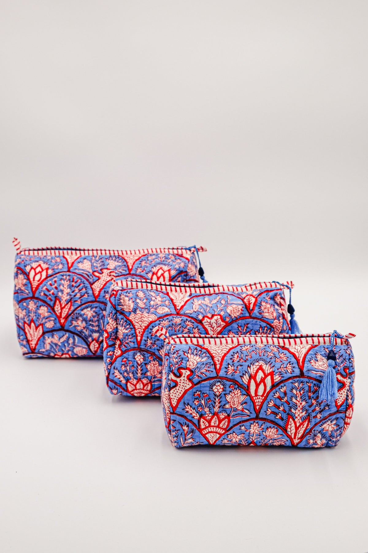 Blue Arch Hand-Block-Printed Toiletry Bag