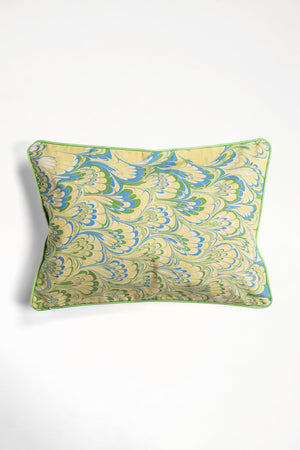 Seaglass Peacock Hand-Marbled Pillow - 14x20