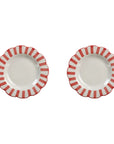 Red Stripe Ceramic Salad Plates - Set of 2